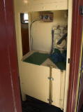 A look inside the centre door of the rail car.