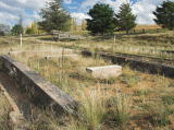 Close-up of the foundations, with the cattle ramp in the distance.