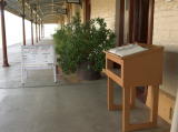 The welcome board and visitors book on Cooma platform.
