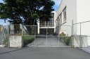 A view of the entrance to the Lower Hutt War Memorial library. The building is undergoing renovations.