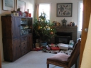 Another shot of the Christmas tree. The windows show that it is still light outside.