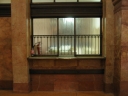 The same ticket office, this time without a flash. Here we see the light of the office is switched on.