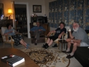 Mum, Dad, Elaine, and Lionel Sharman having coffee.
