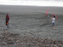 Snaiet, Paul, and Haydn spend some quality time on Peka Peka beach.