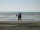 Jann and Mauricio dip their toes in the water, while Snaiet ventured further out.
