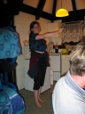 Snaiet points out the correct answer while playing Pictionary-charades.