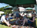 Willie, Haydn, Snaiet, and Denise under the gazebo at Tauherenikau.