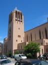 A side view of Saint Paul's Cathedral, taken from the other side of Molesworth Street. This shows the full height of the bell tower.