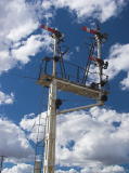 A closer look up at the main signals north of the station, looking roughly northeast.