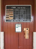 A blackboard shows the timetable for the Cooma-Monaro railway today.