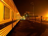Mudgee railway station, looking down the line towards the station building. The dock can be seen on the right.