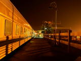 Mudgee railway station, looking down the line towards the station building. The dock can be seen on the right.