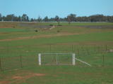 The disused Molong - Dubbo railway line, having just crossed the Macquarie River, looking up the line towards Molong.