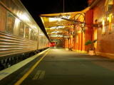 Parkes railway station, looking down the platform at the station.