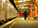 Parkes railway station, looking down the platform at the station.