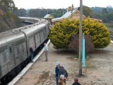 Looking up the platform of Binalong station.
