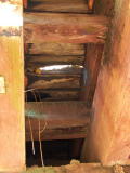 Looking up through the decking of Guises Creek bridge.