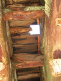 Looking up through the decking of Guises Creek bridge.
