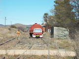 Looking down the yard at Michelago. The dirt road crossing and gangers shed can be seen in the foreground.