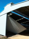 The door of the carriage shed at Michelago appears at an odd angle, having been blown in during the previous night.