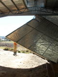 Erik takes a closer look at the remaining support of the carriage shed door at Michelago.