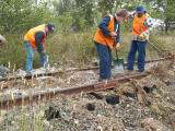 Hail and debris across the railway track around 344.3km.