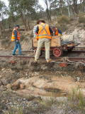 The difference between the track height and where remaining flood water lies is shown here, near 341.7km.