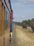 The train approaches the Arnott Street crossing. On the other side was Fraser Park Raceway, until it was closed around five years ago.