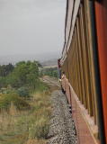 A view along the line north to Queanbeyan, which can be seen in the distance.