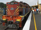 Diesel 7319 reattaches to the carriages at Queanbeyan station.
