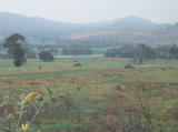 Looking west from the track, across the Hume valley, the weather conditions are not good for track work.