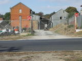 The line used to continue over this road into the yard beyond.