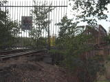 The 'No Access' sign, with the Yass railway bridge behind it.